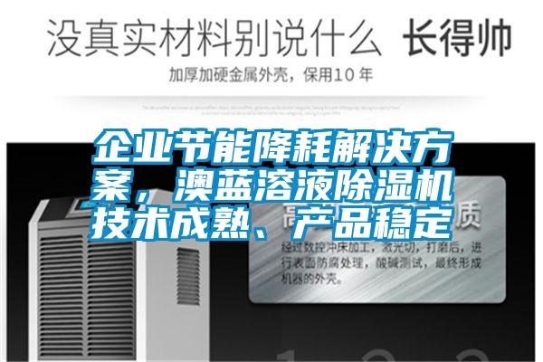 企業節能降耗解決方案，澳藍溶液除濕機技術成熟、產品穩定